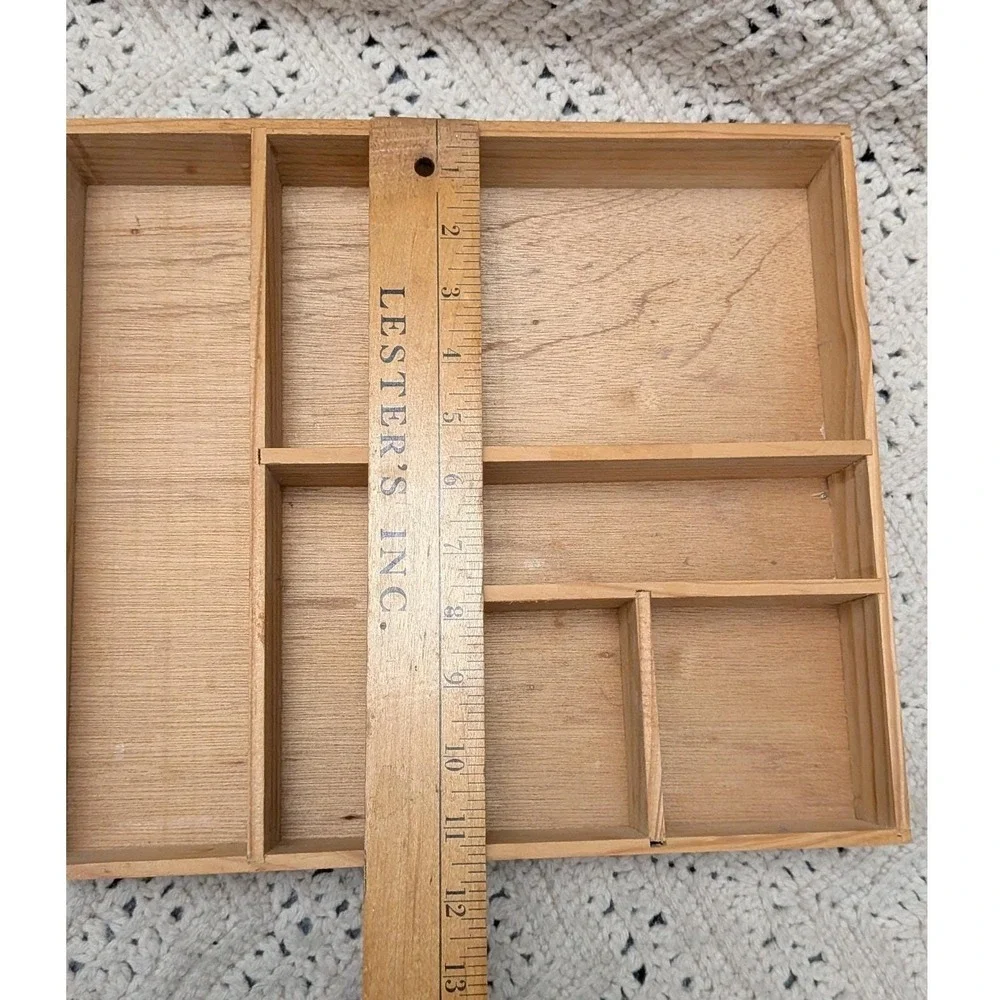 Accents Natural Collection Wood Shadowbox Multi Compartment Display Tray 13x11.5